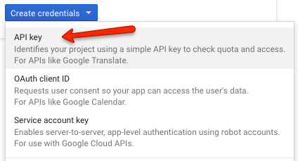 创建Google API Key, Creating a Google API Key