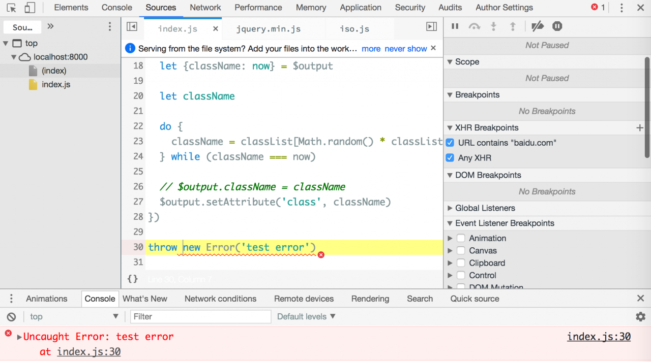 Chrome设置断点的各种姿势, js断点调试心得, Chrome DevTools 中调试 JavaScript 入门