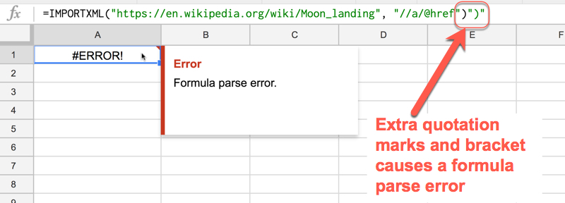 Google Sheets各种公式错误,Different Error Types in Google Sheets and How to Correct It,Formula Parse Errors in Google Sheets