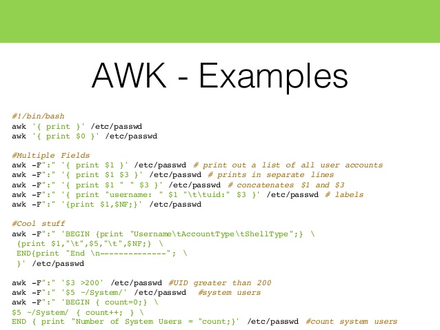 Shell Awk 简明教程 Awk 入门教程 Awk 格式化输出 Awk 过滤记录 Awk 符串匹配 Awk 折分文件 Awk 分割字符串等实例 Just Code