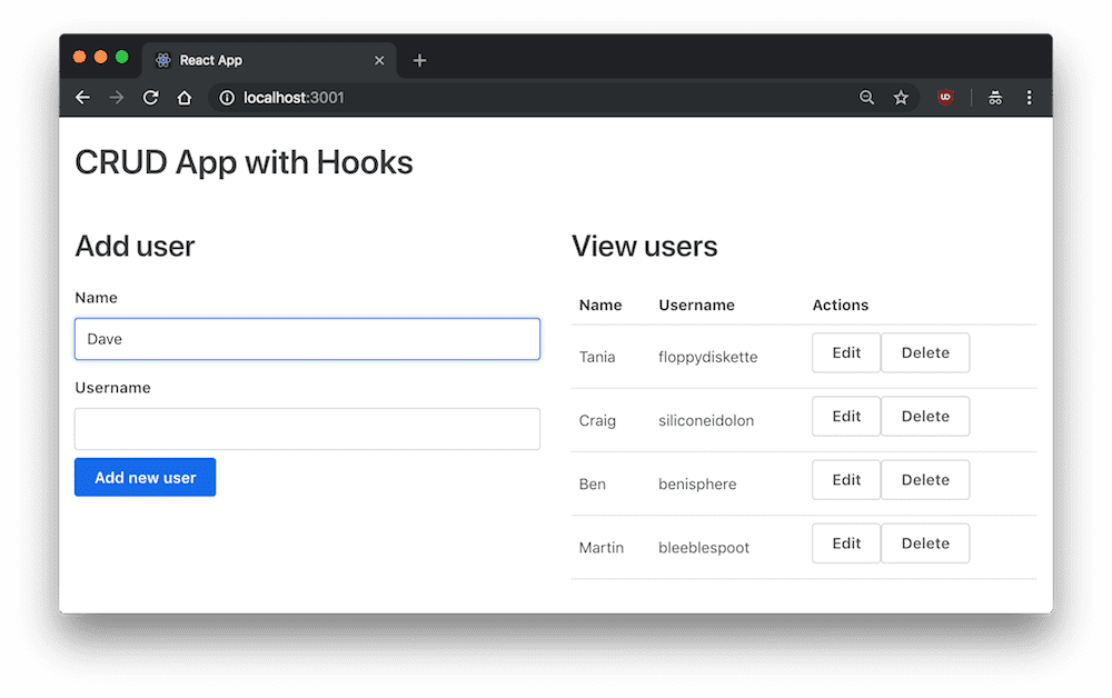 React钩子构建CRUD应用,React Hooks CRUD应用, Build a CRUD App in React with Hooks